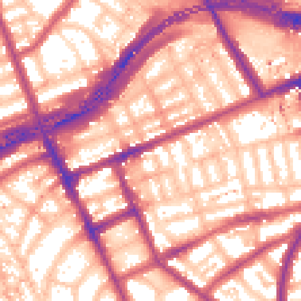 Daytime road noise heatmap for W11 1EE