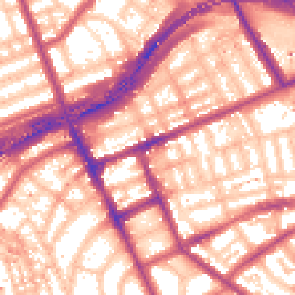 Daytime road noise heatmap for W11 1EF