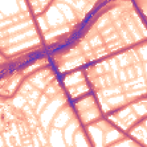 Daytime road noise heatmap for W11 1EG