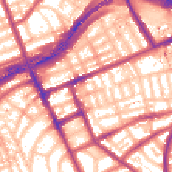 Daytime road noise heatmap for W11 1LE