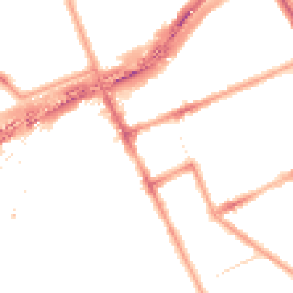 Night-time road noise heatmap for W11 1NX