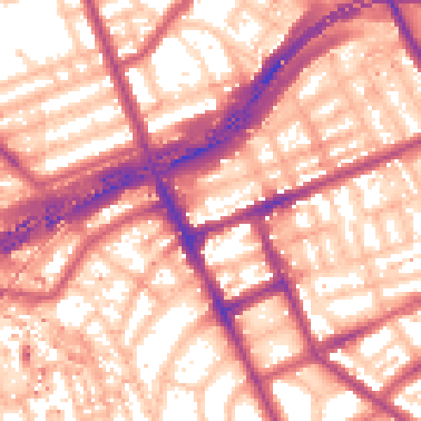 Daytime road noise heatmap for W11 1PU