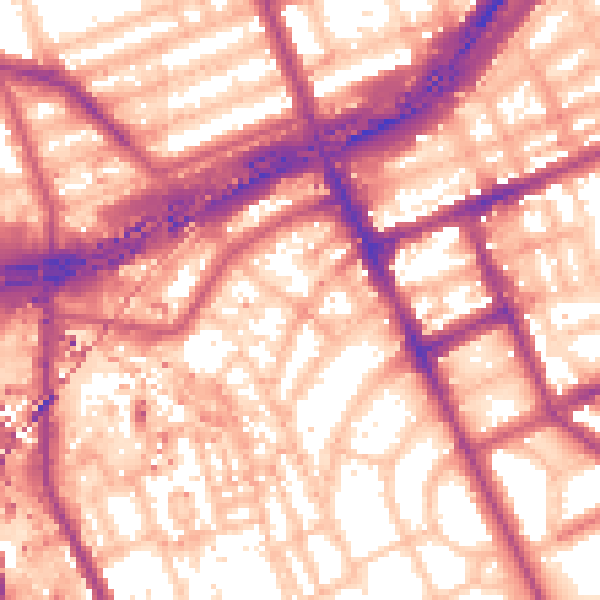 Daytime road noise heatmap for W11 1QA