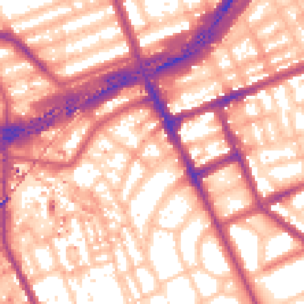 Daytime road noise heatmap for W11 1QW