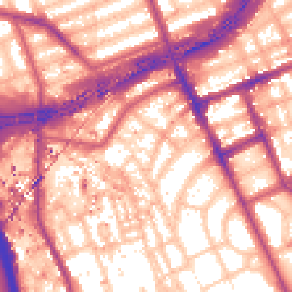 Daytime road noise heatmap for W11 1TX