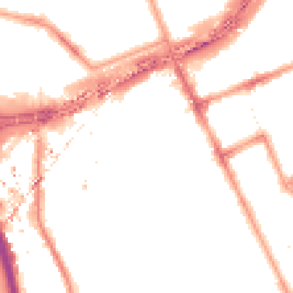 Night-time road noise heatmap for W11 1TX