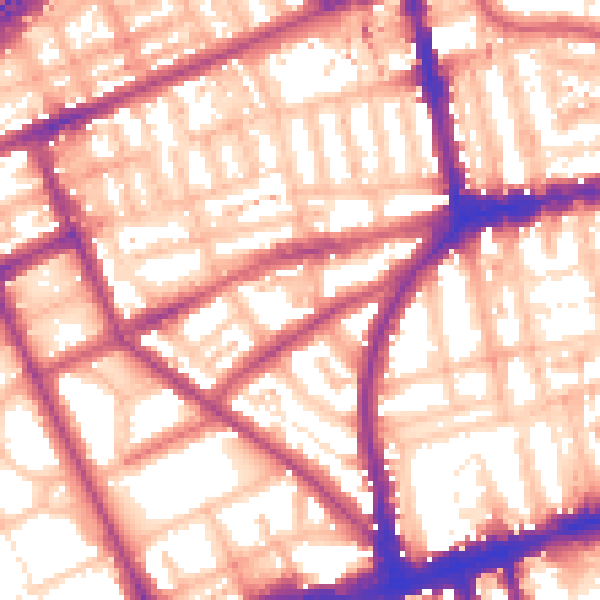 Daytime road noise heatmap for W11 2AE