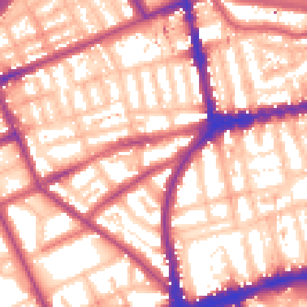 Daytime road noise heatmap for W11 2AF