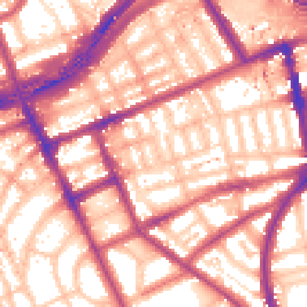 Daytime road noise heatmap for W11 2BD