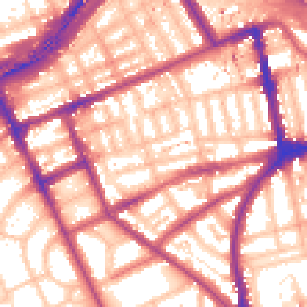 Daytime road noise heatmap for W11 2BS