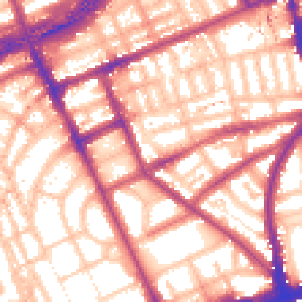 Daytime road noise heatmap for W11 2DX