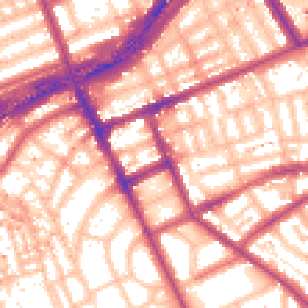 Daytime road noise heatmap for W11 2EY