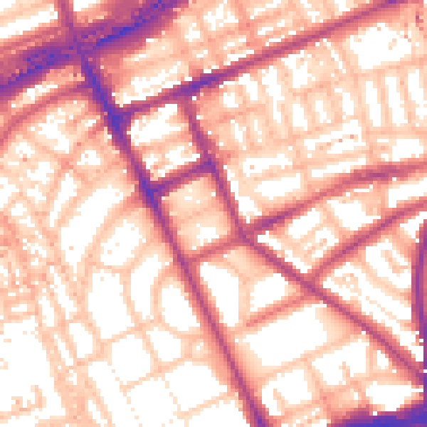 Daytime road noise heatmap for W11 2LN