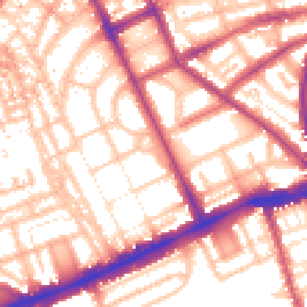 Daytime road noise heatmap for W11 2NP