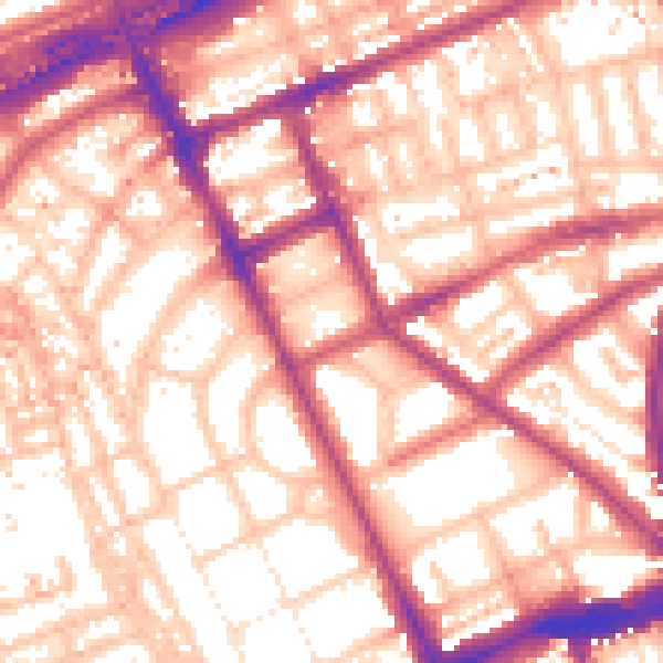 Daytime road noise heatmap for W11 2PT