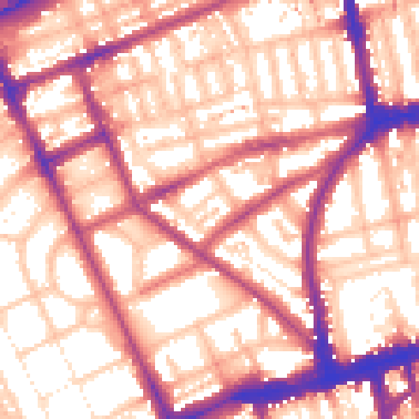 Daytime road noise heatmap for W11 2QH
