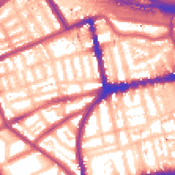 Daytime road noise heatmap for W11 2QL