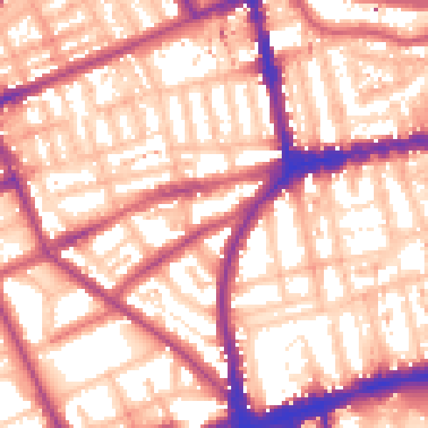 Daytime road noise heatmap for W11 2RB