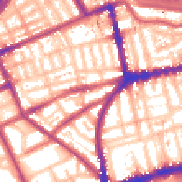 Daytime road noise heatmap for W11 2SA