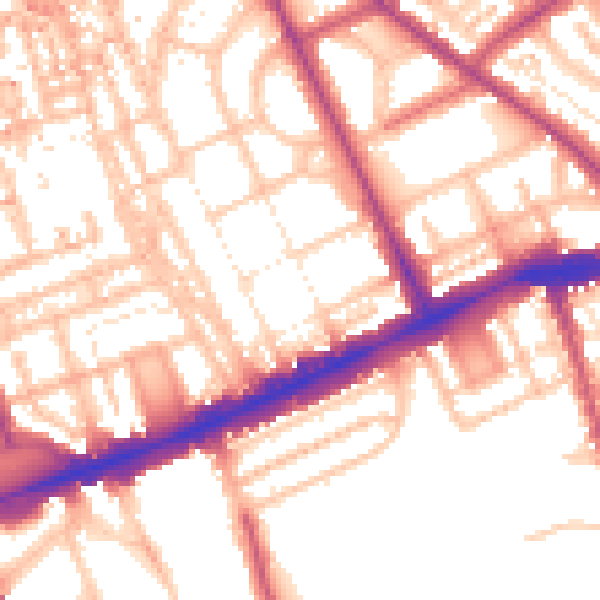 Daytime road noise heatmap for W11 3AL