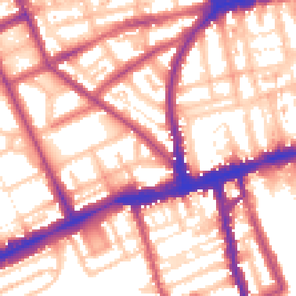 Daytime road noise heatmap for W11 3BY