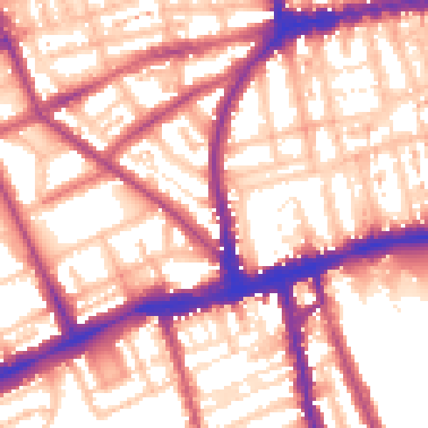 Daytime road noise heatmap for W11 3DA