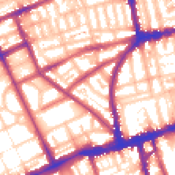 Daytime road noise heatmap for W11 3DX