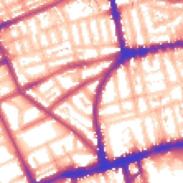 Daytime road noise heatmap for W11 3EB