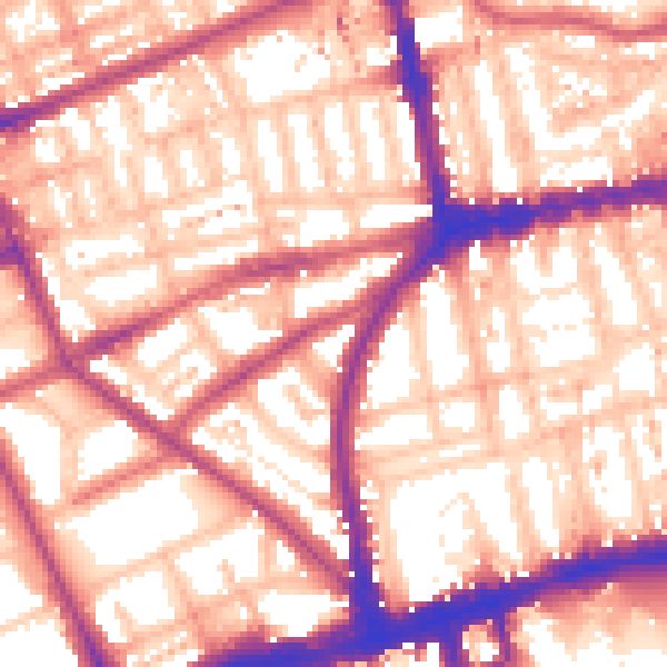 Daytime road noise heatmap for W11 3EE