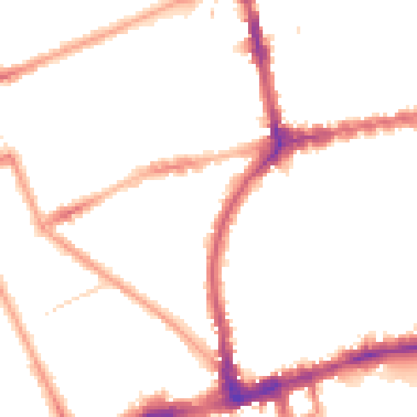 Night-time road noise heatmap for W11 3EE