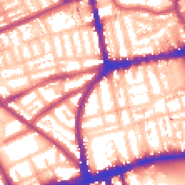 Daytime road noise heatmap for W11 3EW