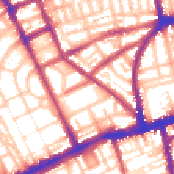 Daytime road noise heatmap for W11 3HB