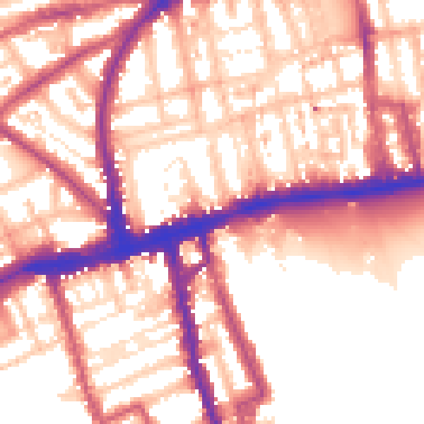 Daytime road noise heatmap for W11 3JE