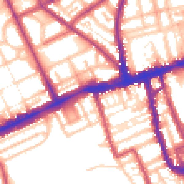 Daytime road noise heatmap for W11 3LF