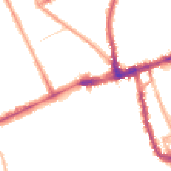 Night-time road noise heatmap for W11 3LF