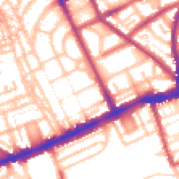 Daytime road noise heatmap for W11 3LN