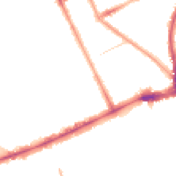 Night-time road noise heatmap for W11 3LN
