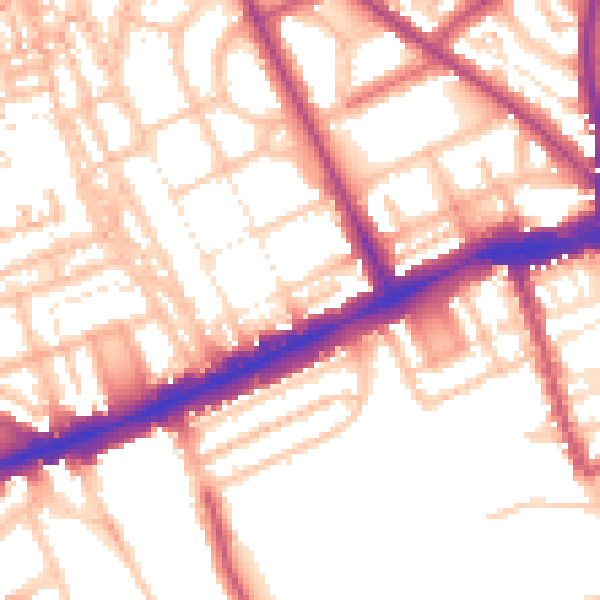 Daytime road noise heatmap for W11 3LP