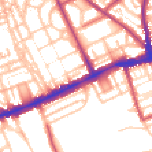 Daytime road noise heatmap for W11 3LR