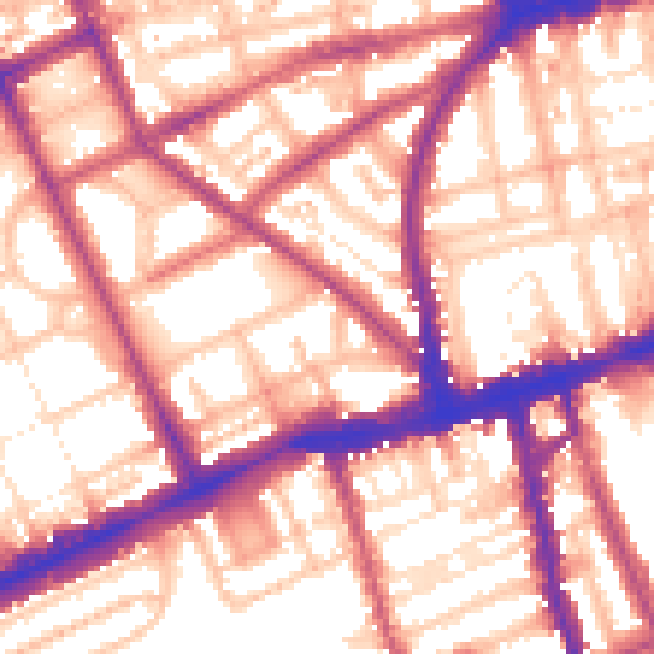Daytime road noise heatmap for W11 3NF