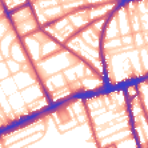 Daytime road noise heatmap for W11 3NL
