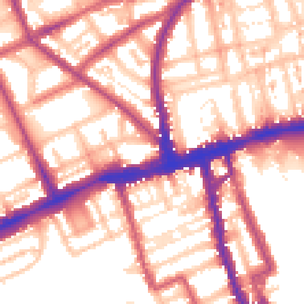 Daytime road noise heatmap for W11 3NZ