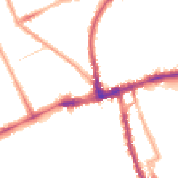 Night-time road noise heatmap for W11 3NZ