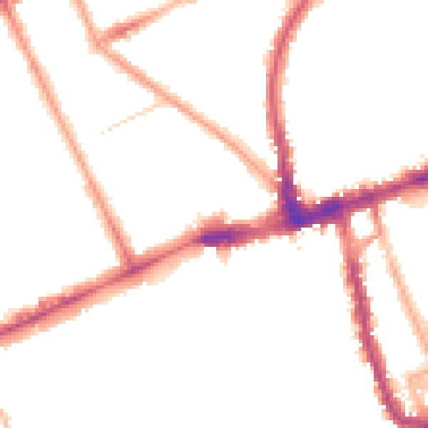 Night-time road noise heatmap for W11 3PE
