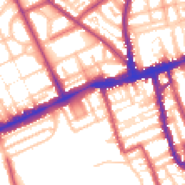 Daytime road noise heatmap for W11 3RH