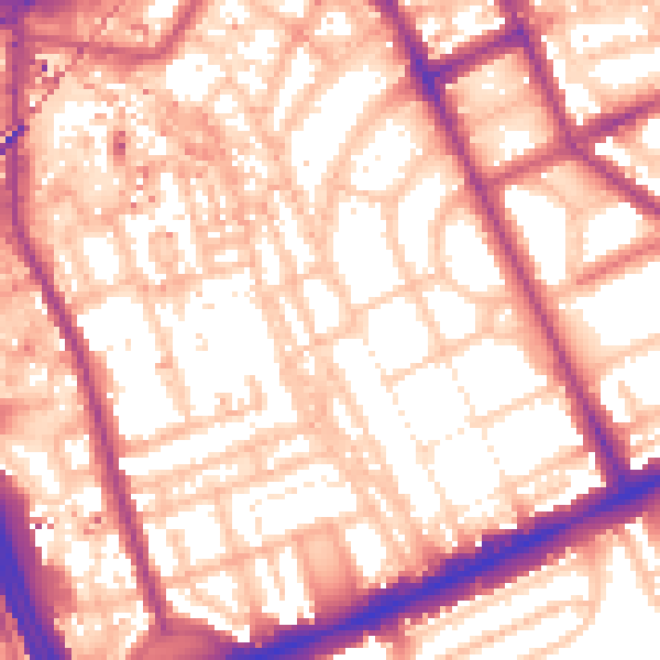 Daytime road noise heatmap for W11 4AP