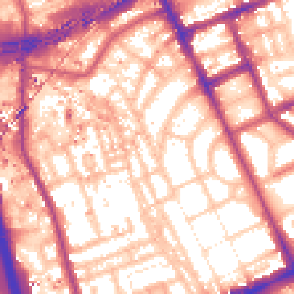 Daytime road noise heatmap for W11 4JG