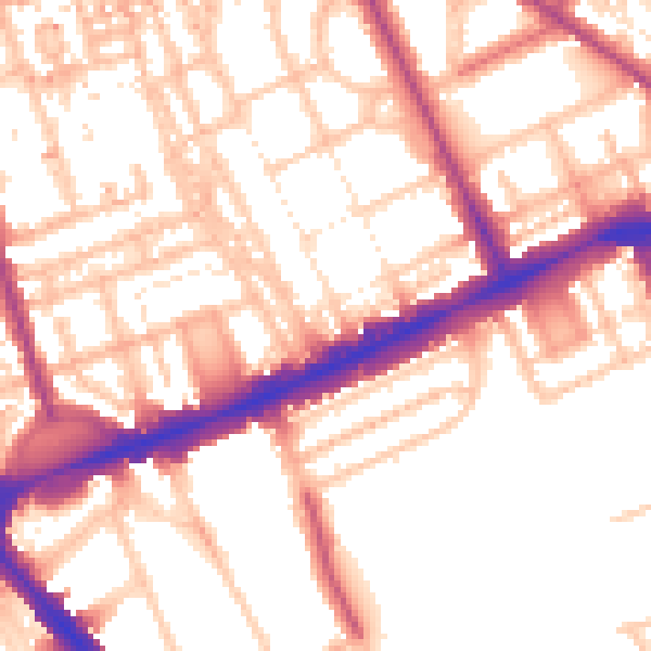 Daytime road noise heatmap for W11 4JT