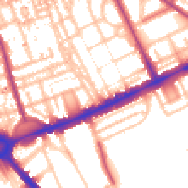 Daytime road noise heatmap for W11 4LH