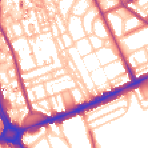 Daytime road noise heatmap for W11 4LY